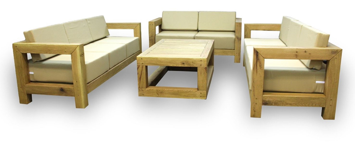Massivholz Garten Sofa und Sessel Sets von Casa Padrino – Eiche massiv