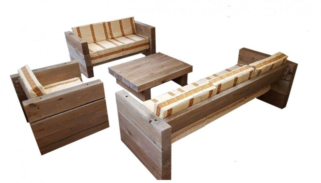 Garten-Lounge-Set aus Eiche massiv