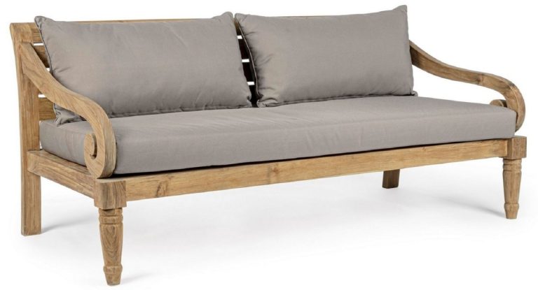 Luxus Gartensofa Grau / Naturfarben 165 x 80 x H. 75 cm