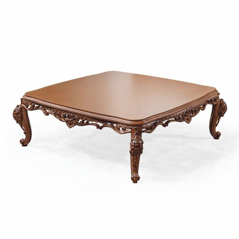 Luxus Barock Massivholz Couchtisch Braun 132 cm