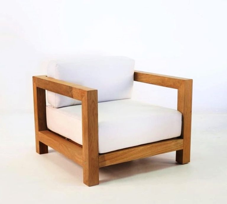 Garten Sessel Rustikal Weiss-Creme/Braun 80 x 40 x H70 cm