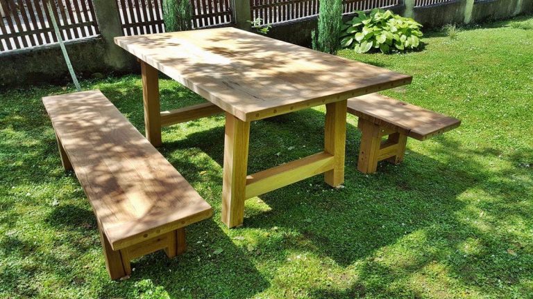 Gartenmöbel Set Rustikal mit geradem Gestell